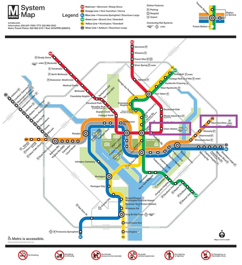 DC Metro Map BWI Connections
