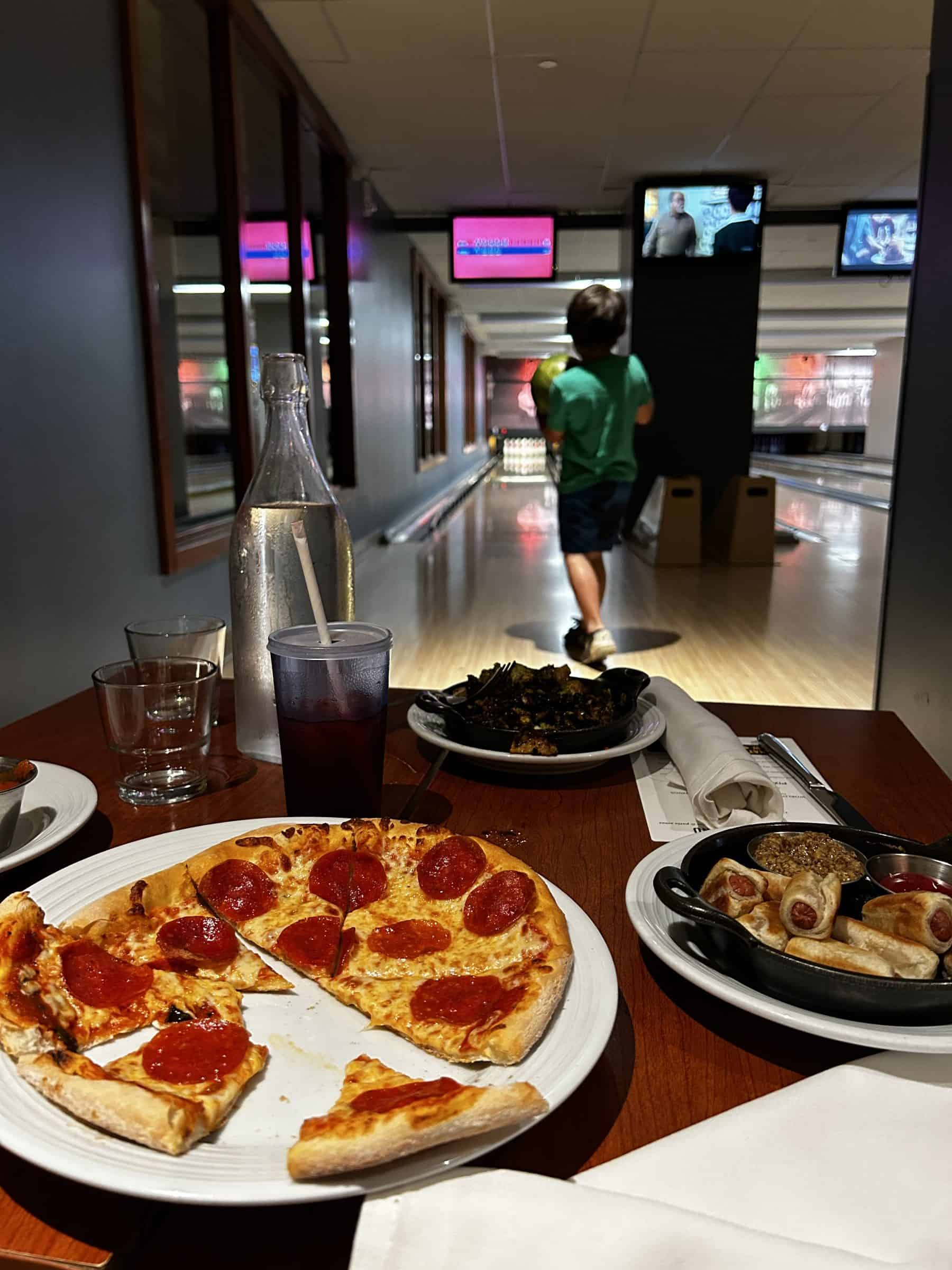 Pizza and Bowling at Pinstripes