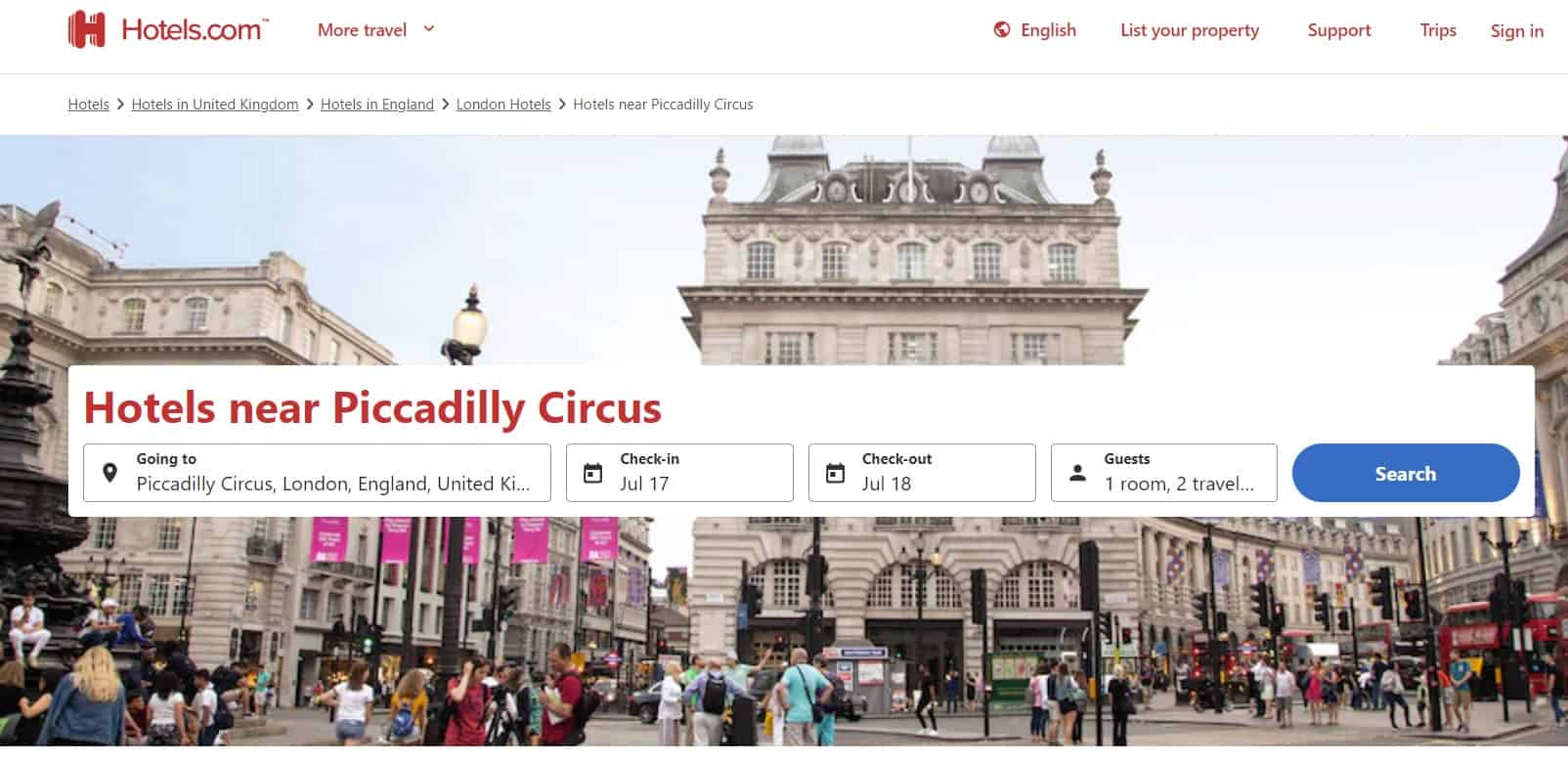 piccadilly circus hotels ttd