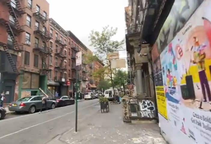 The Lwoer East Side street with grafitti and dirt