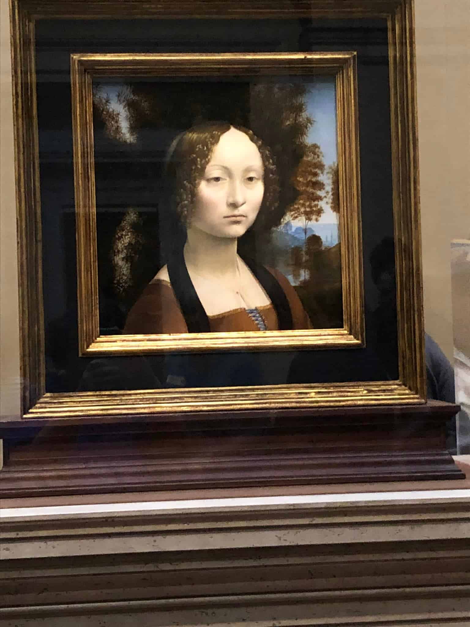 The most well known artwork is Ginevra de' Benci, the only Leonardo Da Vinci on display in the Americas