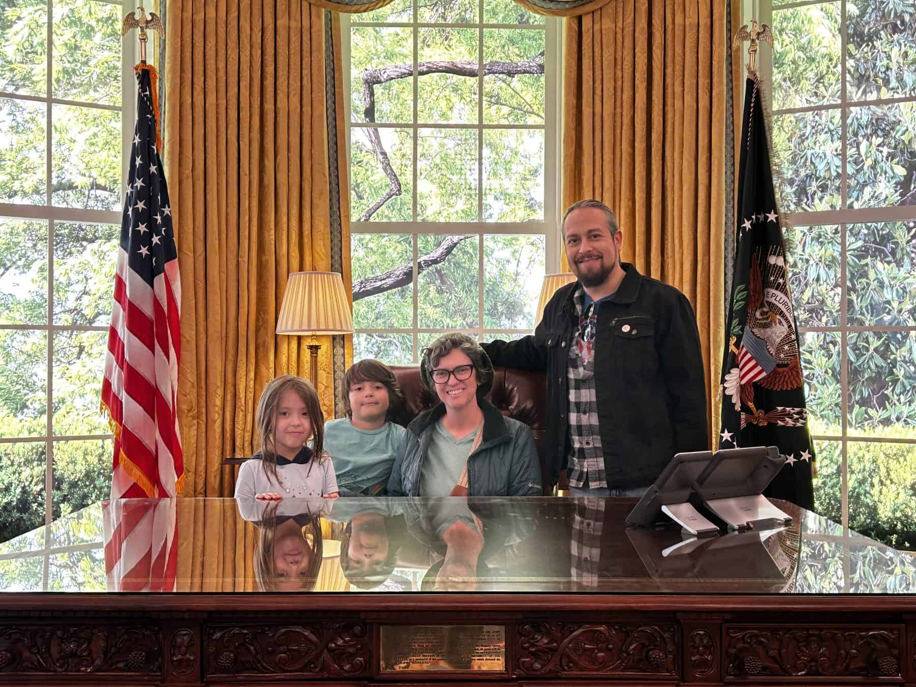At the People's House you get a chance to sit behind an exact replica of the Resolute Desk in the Oval Office