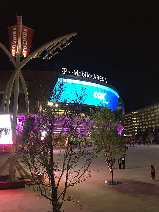 Outside the main gate of the TMobile Arena is the Toshiba Plaza