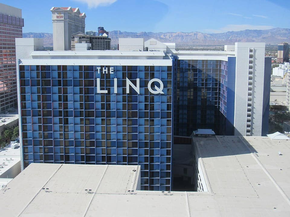 View of the LINQ Hotel, Las Vegas, from the High Roller,  