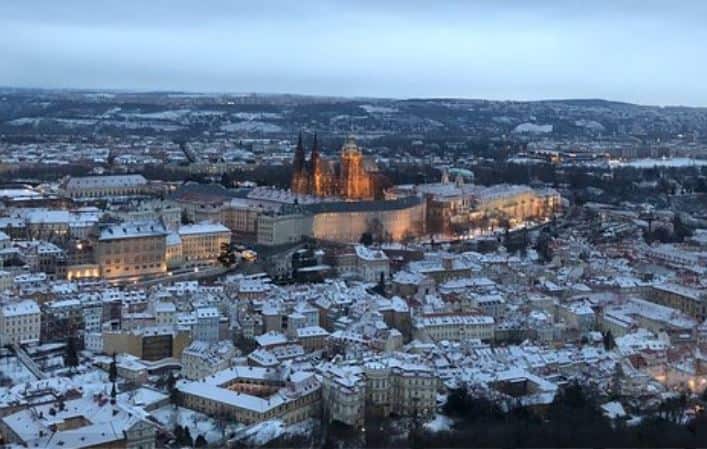 View of Prague with Snow