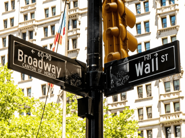 Intersection of Broadway and Wall Street