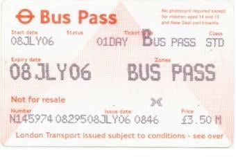 A copy of front of a London Bus Pass