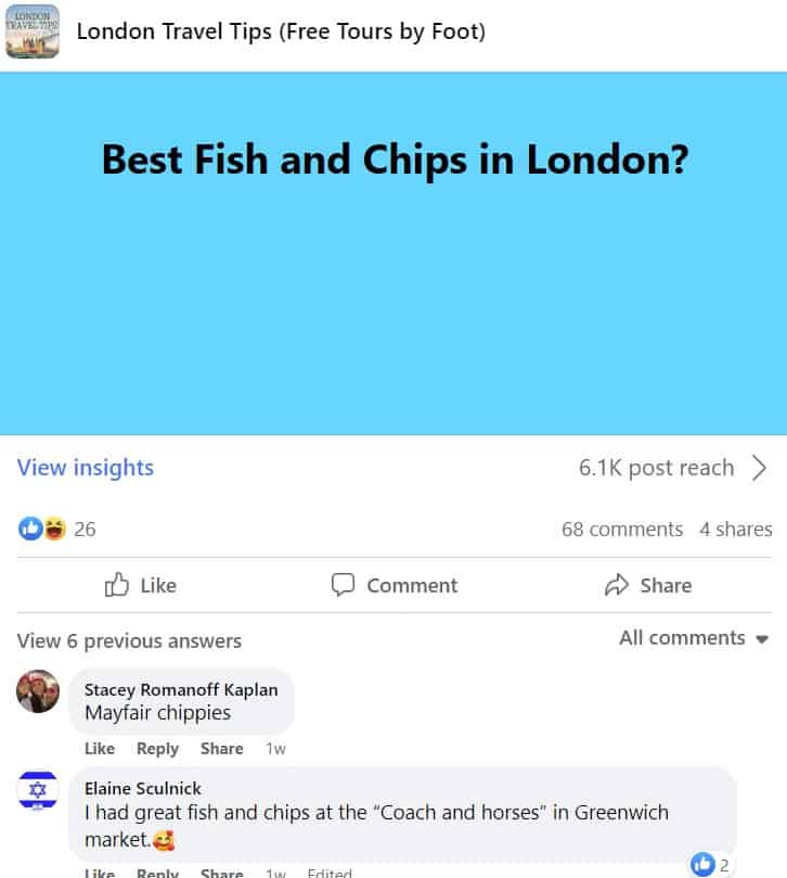 Visitor recommendations for fish and chips in London