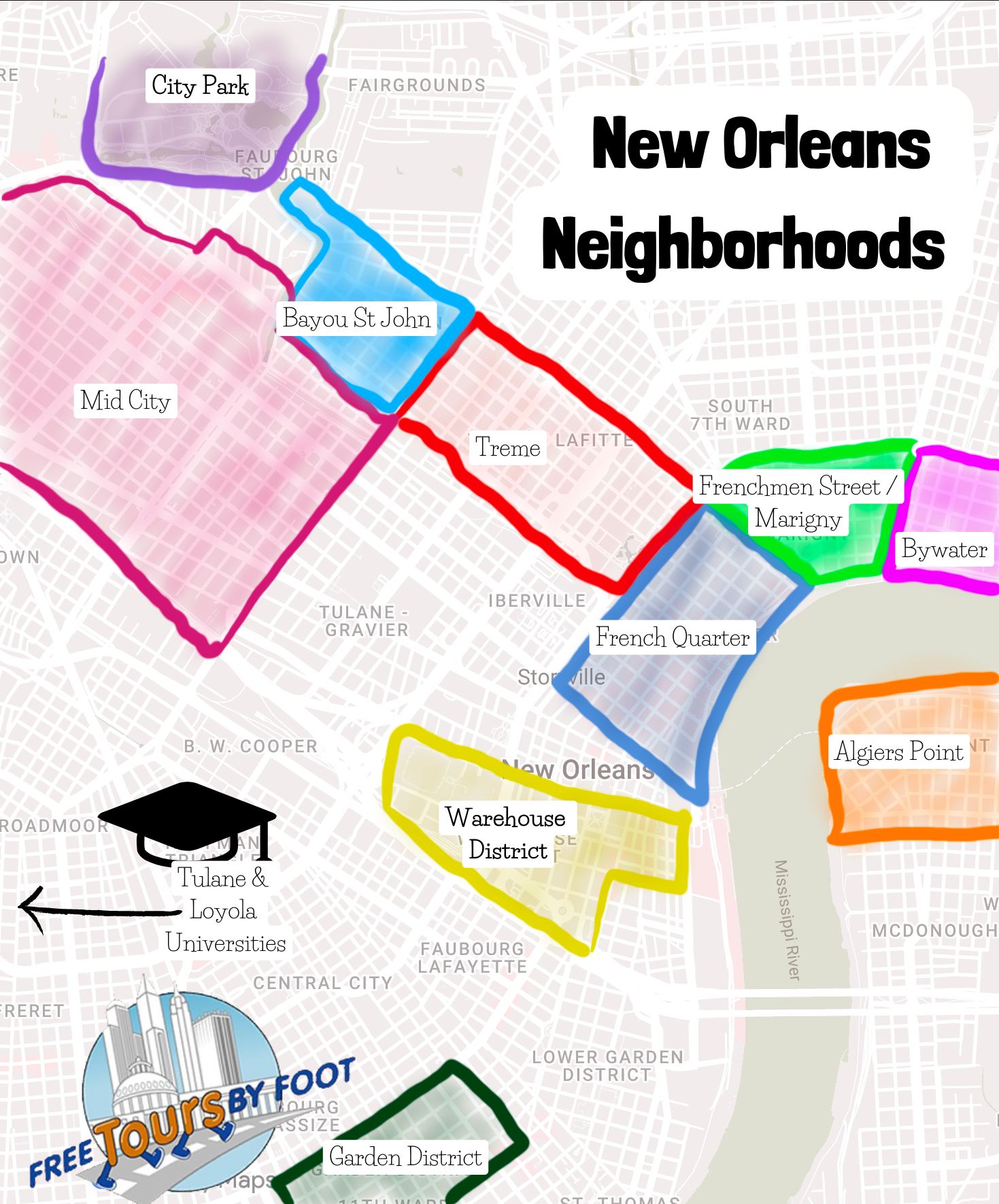 New Orleans Neighborhoods Map