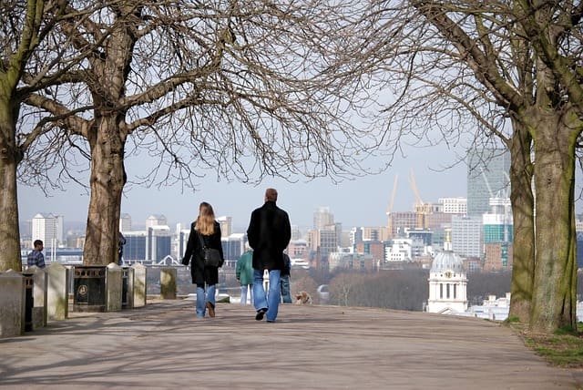 People walking through a park in Greenwich. Image source: Pixabay user Steve Bidmead.
