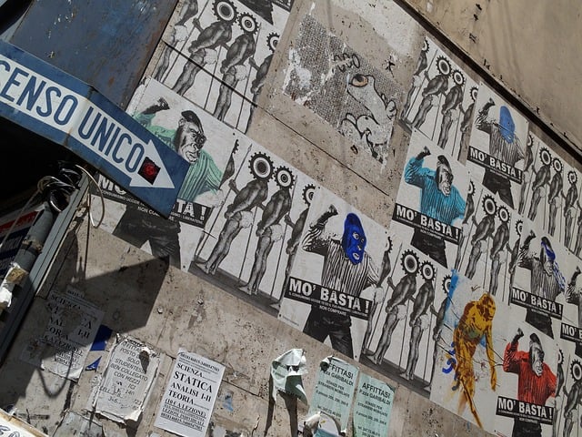 Street art on a side street in Naples. Image source: Pixabay user Marcus.