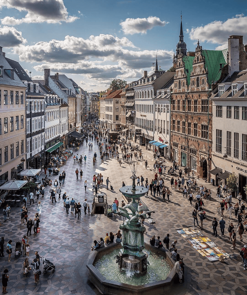 Strøget pedestrian shopping street in Copenhagen