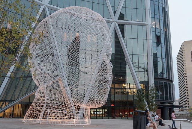 Wonderland, a wire sculpture of a child's head, is just one piece of art you can expect to see on the streets of Calgary. Image source: Pixabay user Cornelia Schneider-Frank.