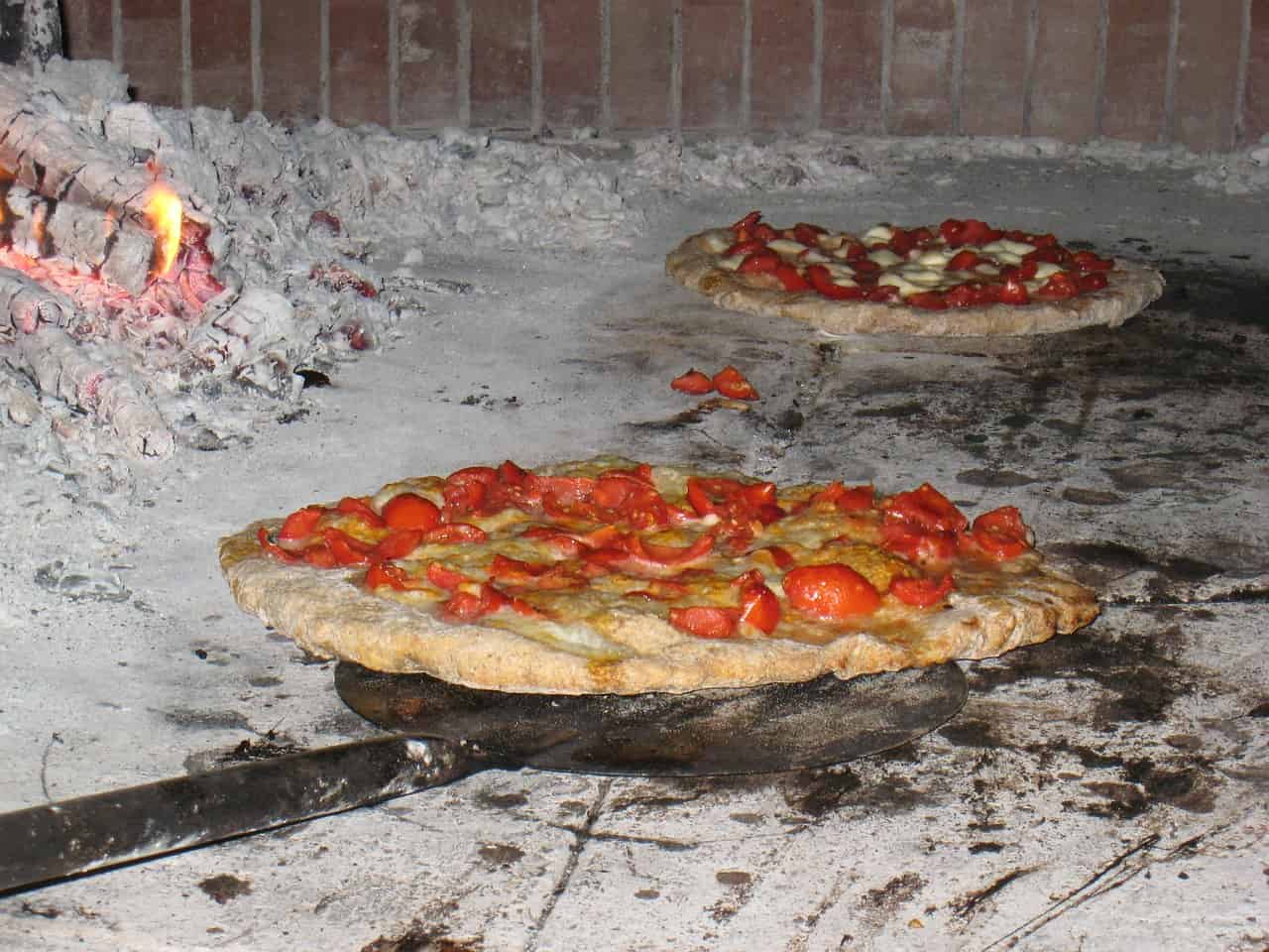 Pizza in a fire oven in Naples.