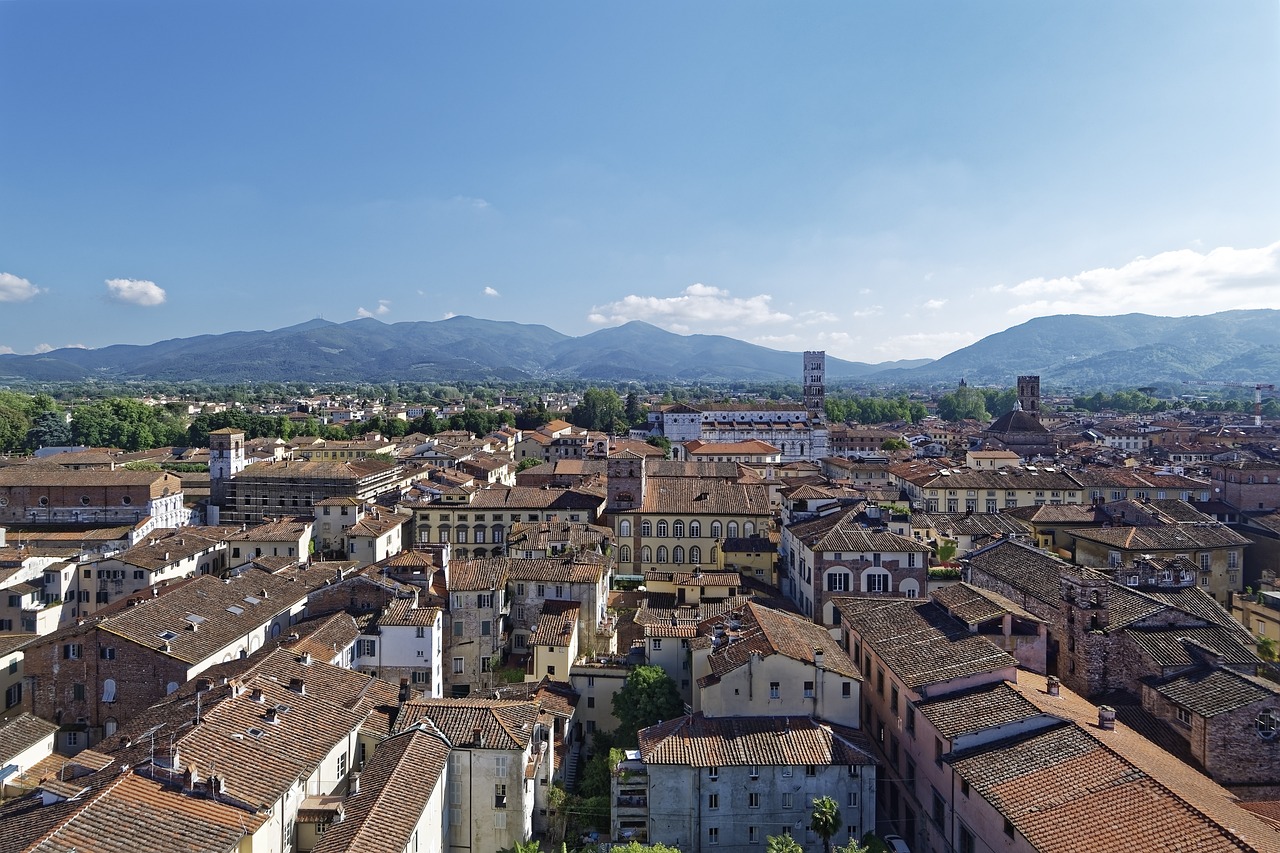 The peaceful city of Lucca from above. Image source: Pixabay user Makalu.
