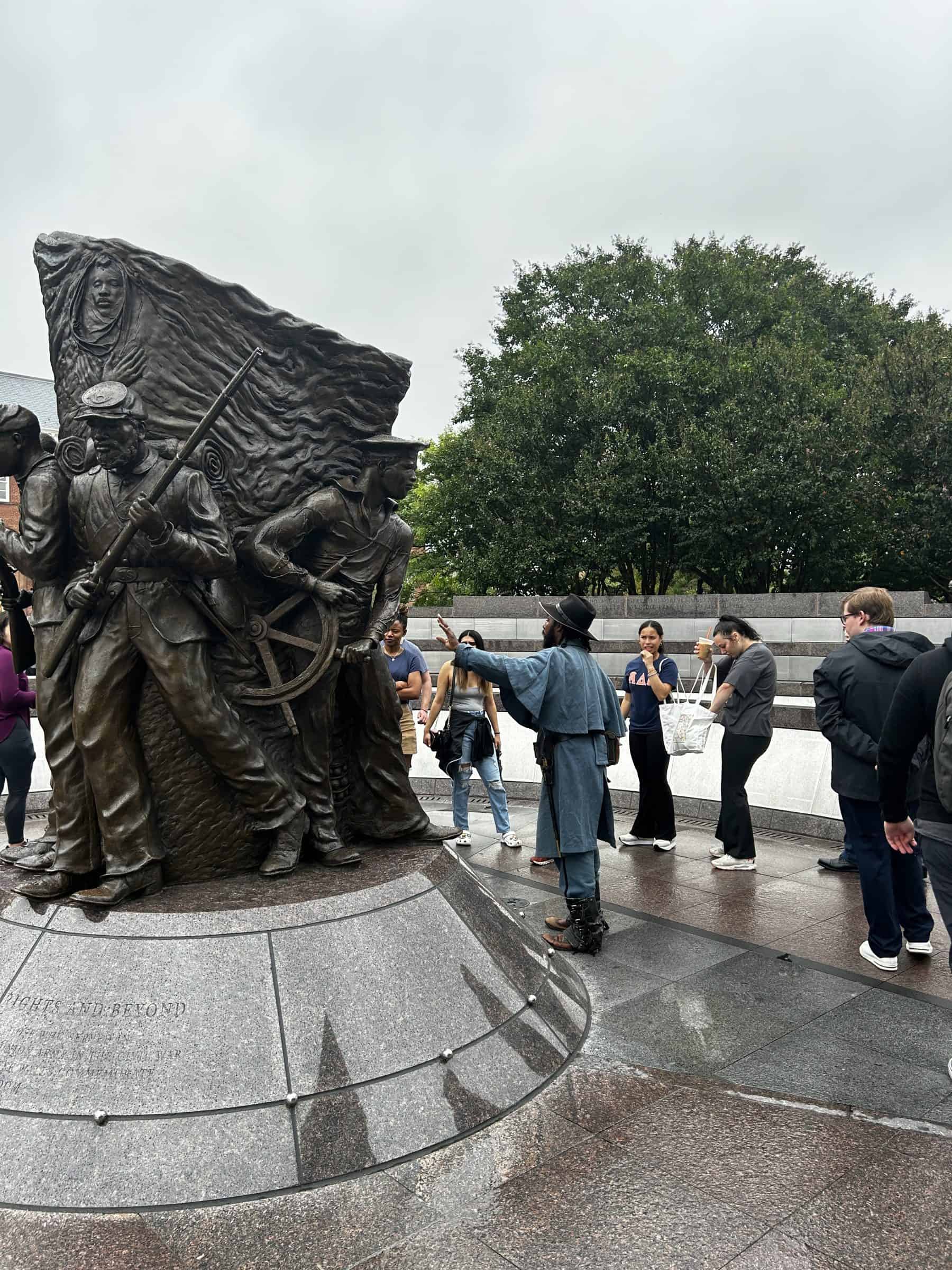 Marquett Milton, the Soldier of U Street, who helps visitors experience the African American Civil War Memorial