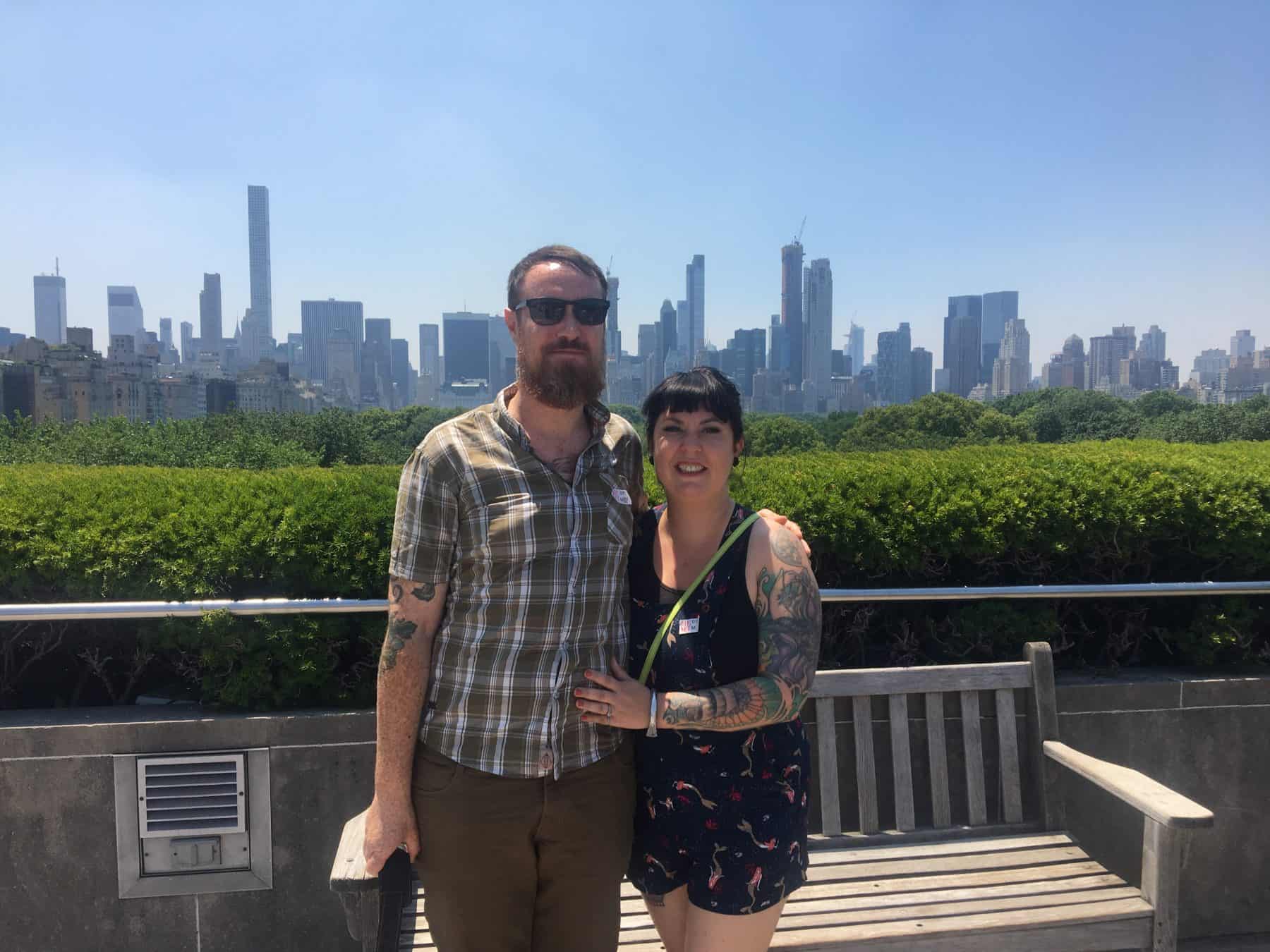 Jessica and her husband on the Cantor Roof Garden.