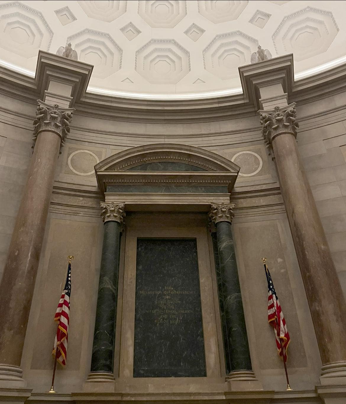 The Rotunda inside the National Archives houses the displays of the Charters of Freedom