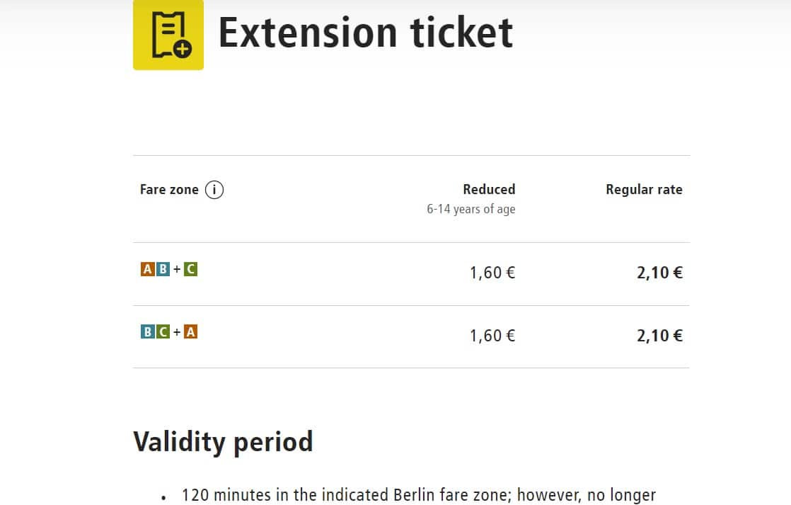 Extension Tickets Berlin Public Transport