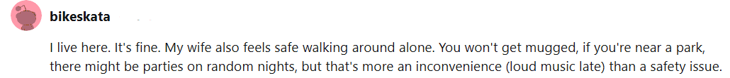 a Reddit comment about Central Harlem safety