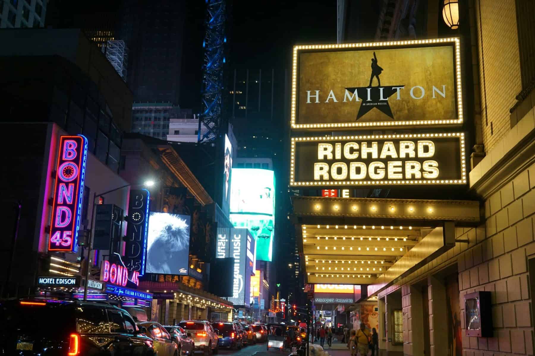 the Hamilton broadway show Marquee
