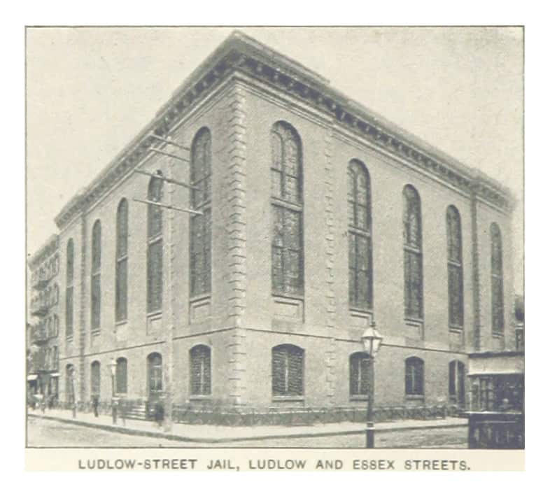  a black and white photo of the Ludlow Street Jail opened in 1862 until the 1920s  on the Lower East Side of Manhattan