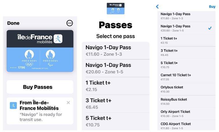 Metro ticket app Paris