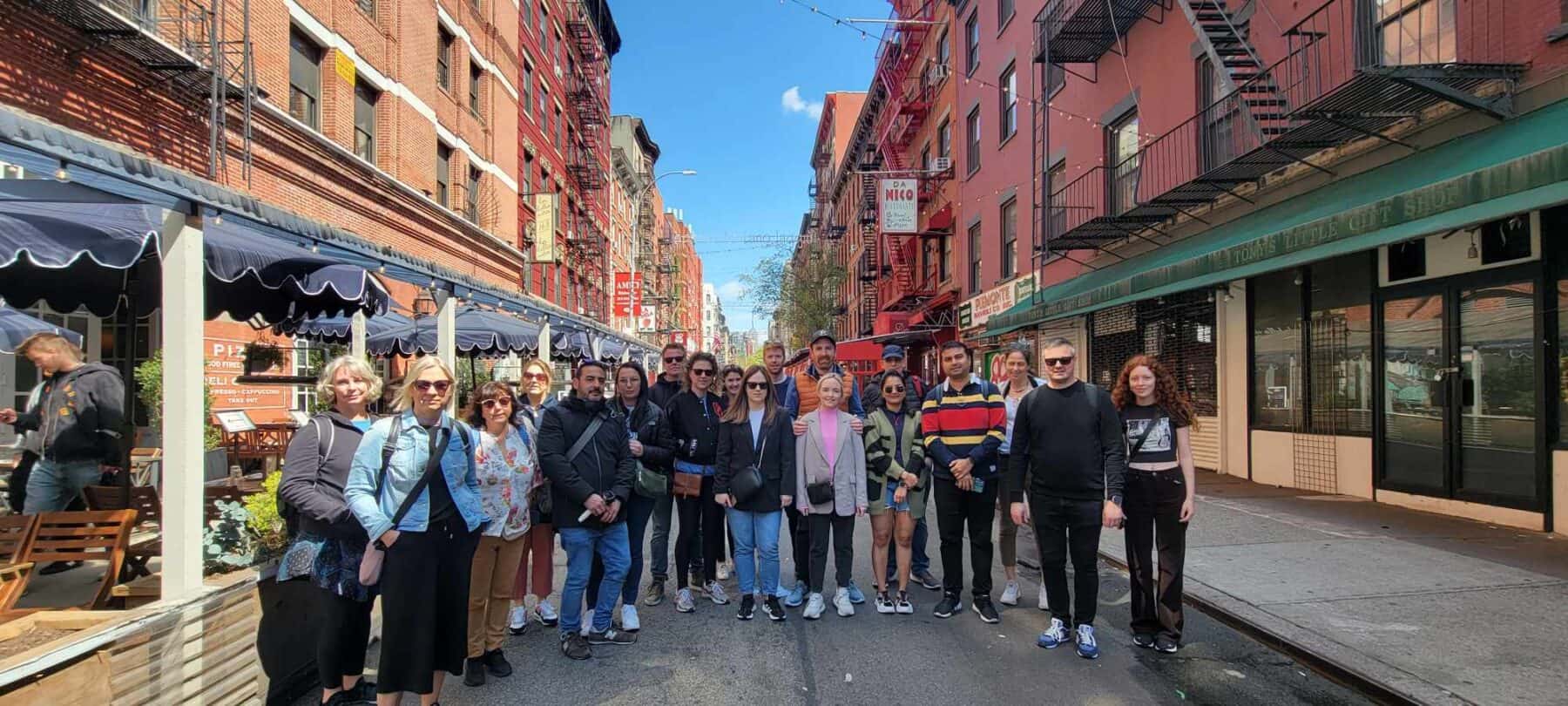 Tour group on Mulberry Street in Little Italy, NYC