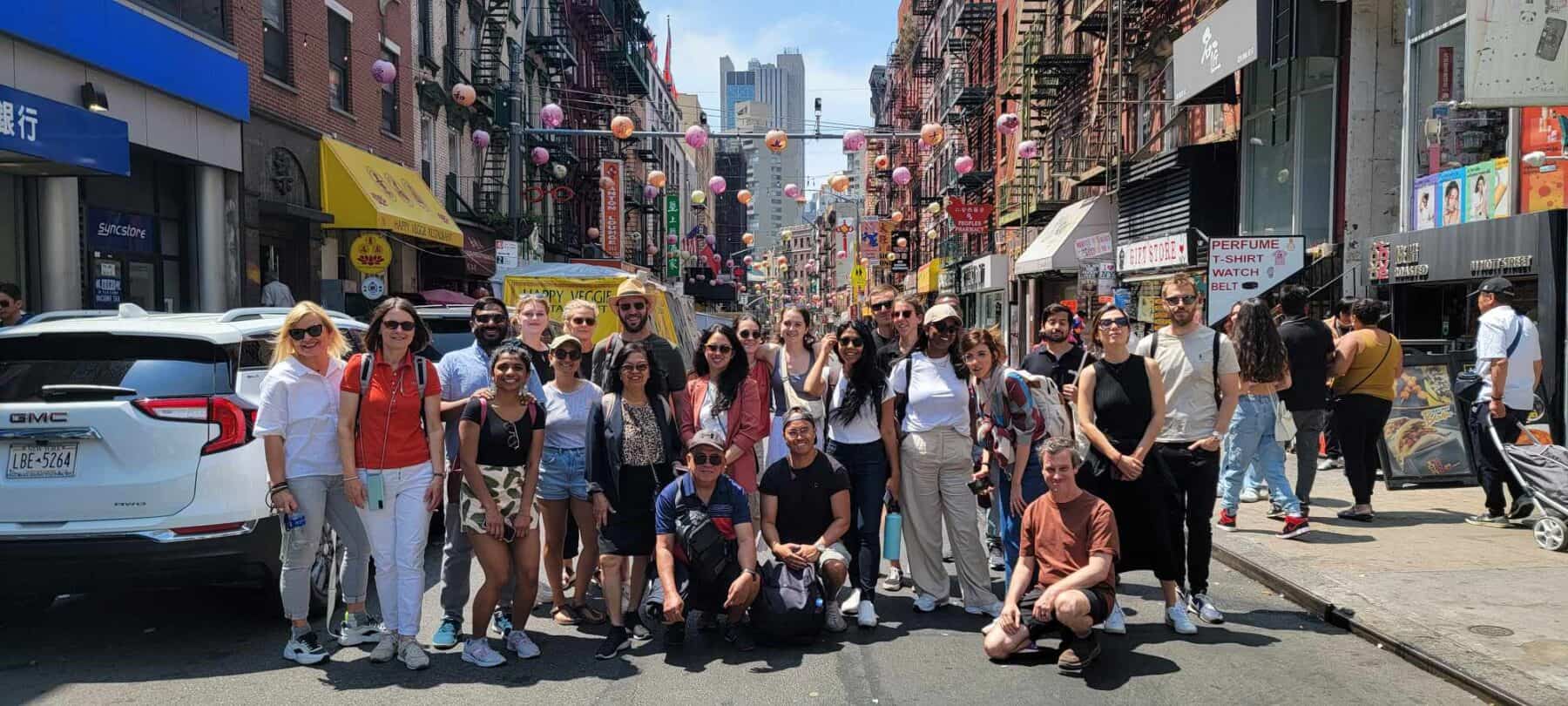 Tour group on Mott Street in Chinatown, NYC